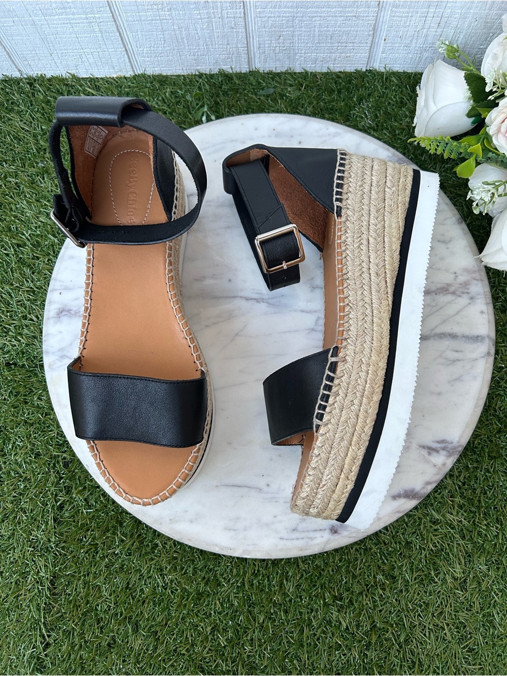 SEE BY CHLOE Glyn leather platform Espadrille Sandals $325 size 39 new - Picture 6 of 16